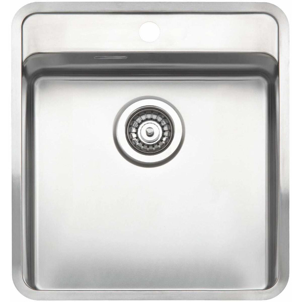 Reginox Elite Integrated Ohio Tapwing 40x40 stainless steel kitchen sink with single bowl and tap deck in Matt Inox finish