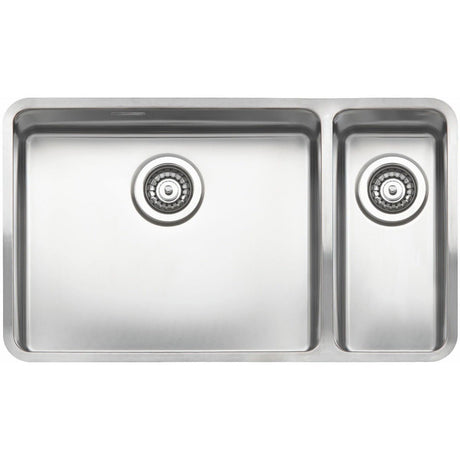 Reginox Ohio Elite Sink Main Bowl Left Integrated Kitchen 50 x 40 + 18 x 40 - Stainless Steel - OHIO 50X40+18X40 L - TAP 'N' SHOWER