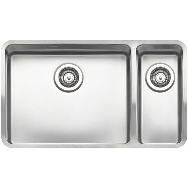 Reginox Ohio Elite Sink Main Bowl Left Integrated Kitchen 50 x 40 + 18 x 40 - Stainless Steel - OHIO 50X40+18X40 L - TAP 'N' SHOWER