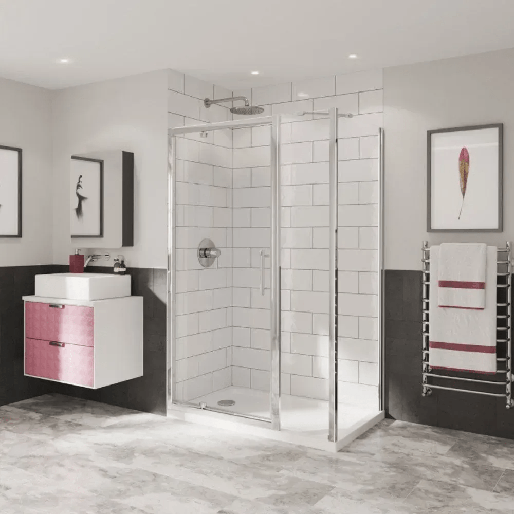 Coram Optima 6 Inline Panel Pack Clear Glass 600mm - Chrome - O6ILB60CUC - TAP 'N' SHOWER