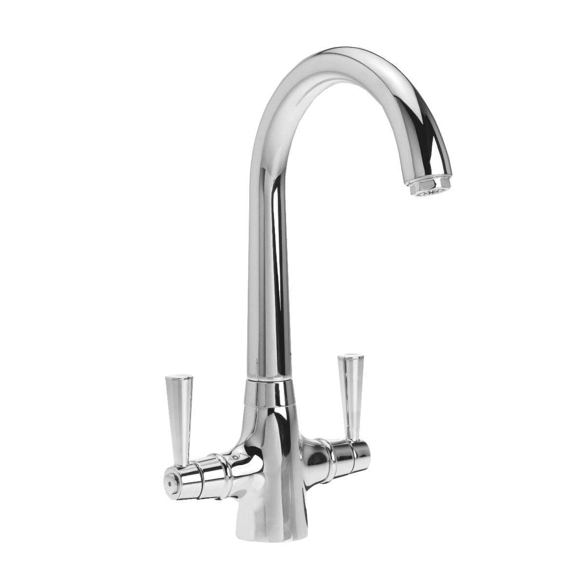 Carron Phoenix Opus Dual Lever chrome kitchen tap with high-arched spout and dual handles