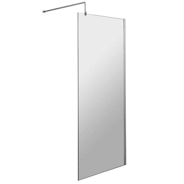 Hudson Reed 8mm Glass Wet Room Screen with Support Bar 800mm Wide - Po