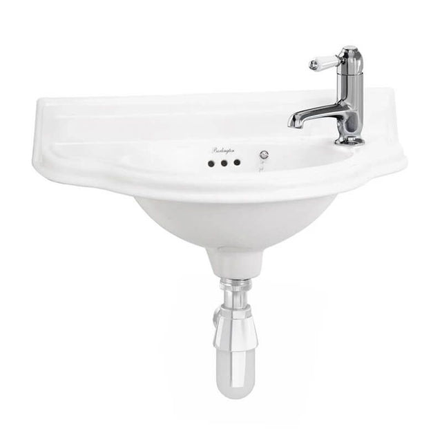 Burlington White Cloakroom Basin 1 Right Hand Tap Hole 505mm - P13R - TAP 'N' SHOWER