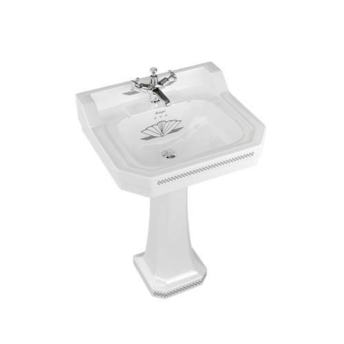 Burlington Bespoke Spring Forest Full Pedestal 680 x 290mm - White/Green - P1FORE - TAP 'N' SHOWER