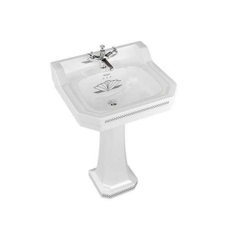 Burlington Bespoke Spring Forest Full Pedestal 680 x 290mm - White/Green - P1FORE - TAP 'N' SHOWER