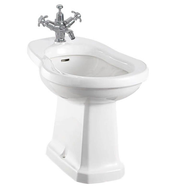 Burlington White Floorstanding 1 Tap Hole Bidet - P4 - TAP 'N' SHOWER