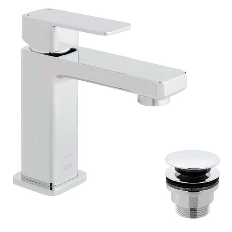 Vado Phase Mini Mono Basin Mixer chrome single lever deck mounted tap with universal waste