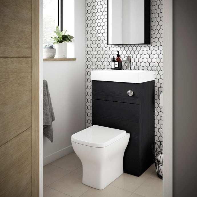Nuie Athena Toilet and Basin 500mm Wide Combination Unit - Hacienda Black - PRC645CB