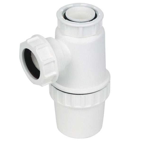 Floplast white bottle trap 76mm seal x 32mm TB37 with durable white plastic construction for bathroom plumbing