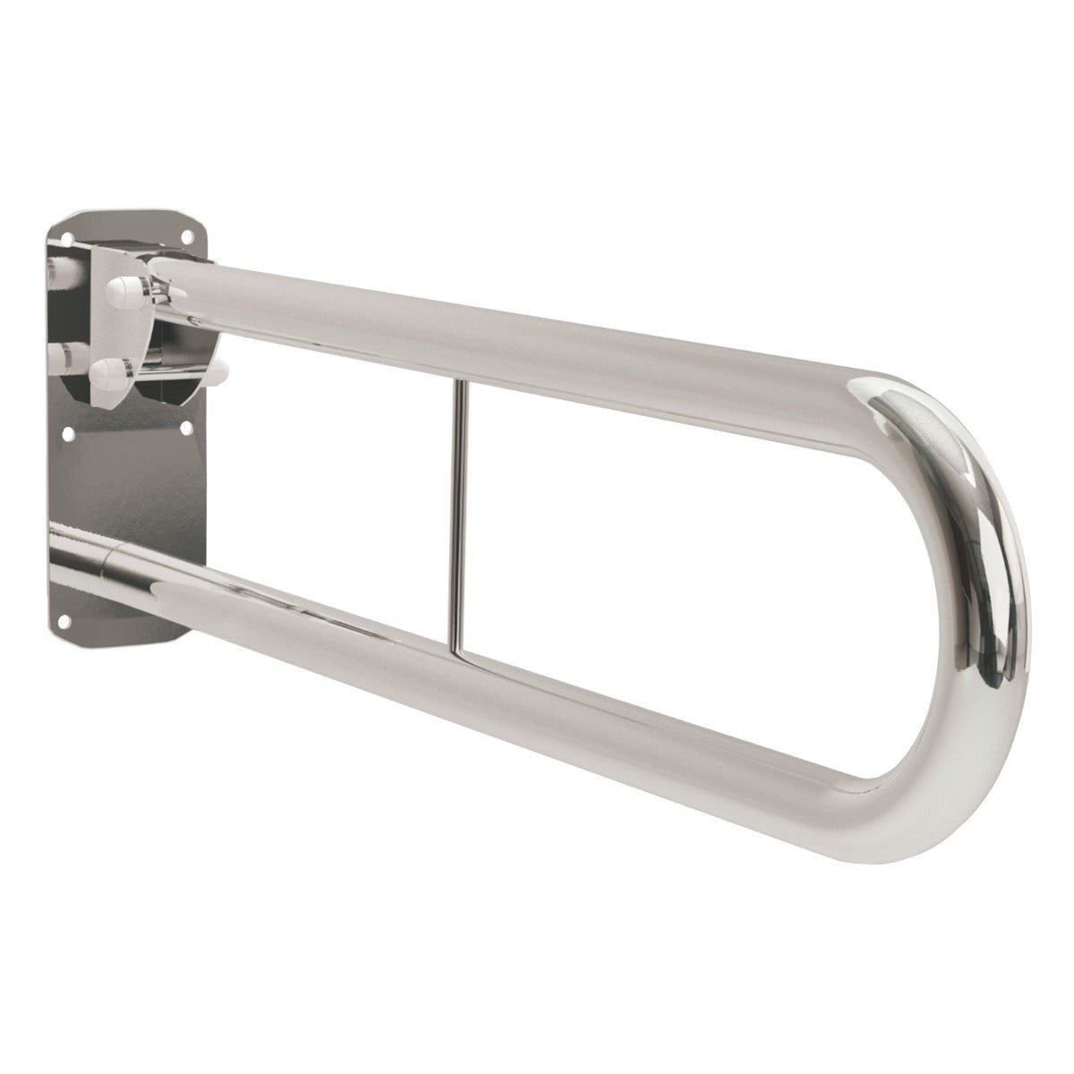 Bathex Professional Double Arm Hinged Support Rail with Toilet Roll Holder 760mm - Mirror Polish - 35100 - TAP 'N' SHOWER