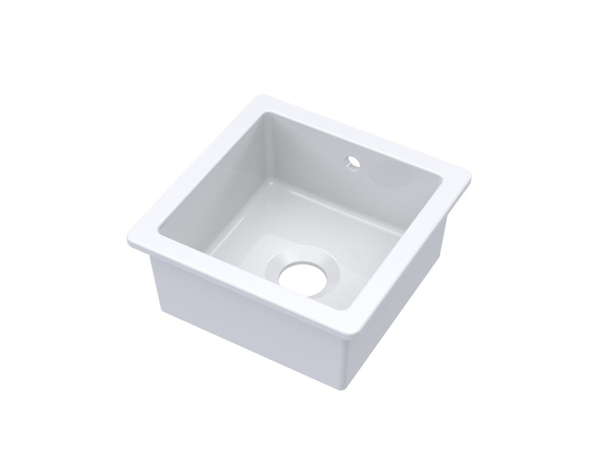 Launde Abbey Inset Single Bowl with Overflow 457mm x 457mm x 203mm - White - TAP 'N' SHOWER