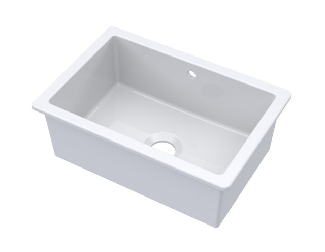 Launde Abbey Inset Single Bowl with Overflow 711mm x 483mm x 254mm - White - TAP 'N' SHOWER
