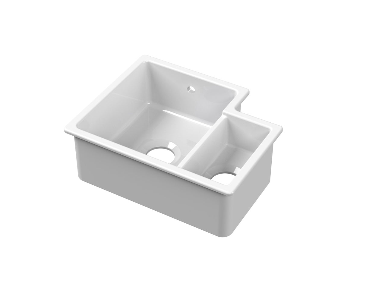 Launde Abbey LH 1.5 Bowl Inset Sink C/W 549mm x 441mm x 195mm - White - TAP 'N' SHOWER
