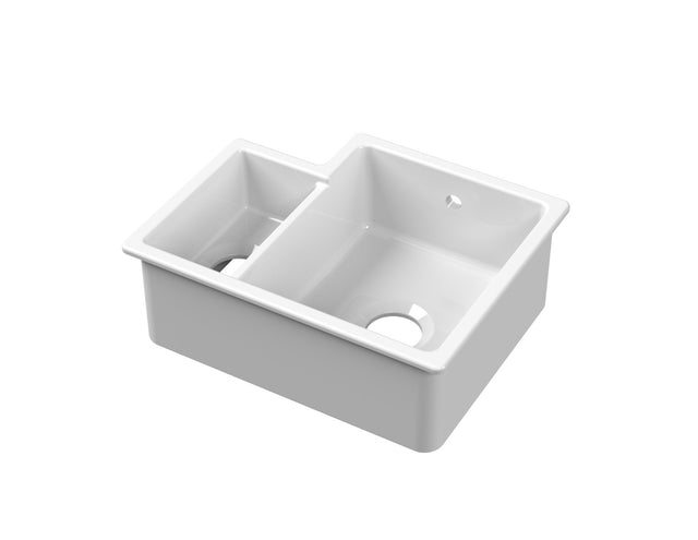 Launde Abbey Inset Sink C/W 1.5 Bowl 549mm x 441mm x 195mm RH - White - TAP 'N' SHOWER