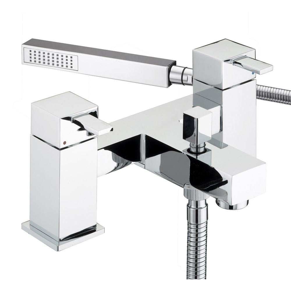 Bristan Quadrato Modern Pillar Bath Shower Mixer - Chrome - QD BSM C