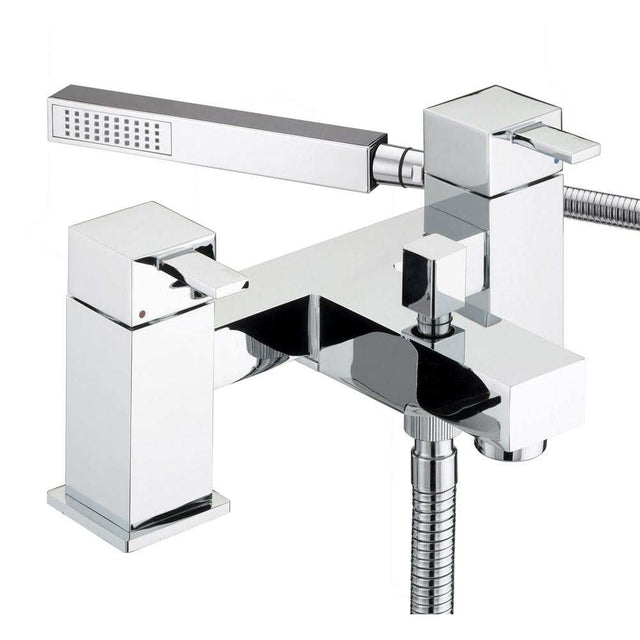 Bristan Quadrato Modern Pillar Bath Shower Mixer - Chrome - QD BSM C