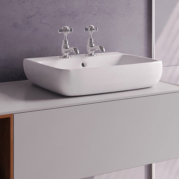 Geberit Selnova 2 Tap Holes Square Cloakroom Basin 450mm - White - 501.474.00.7 - TAP 'N' SHOWER