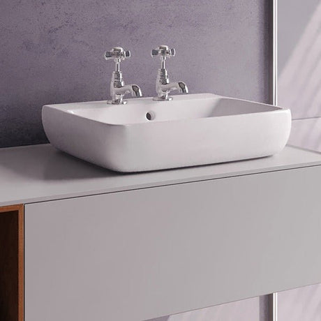 Geberit Selnova 2 Tap Holes Square Cloakroom Basin 450mm - White - 501.474.00.7 - TAP 'N' SHOWER