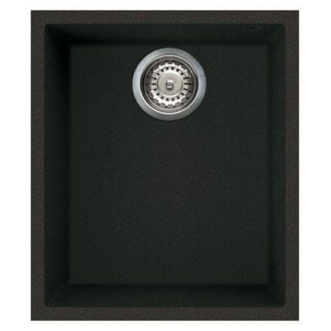 Reginox QUADRA 100 Elleci Granite 1 Bowl Kitchen Sink - Metaltek Black - QUADRA 100 B - TAP 'N' SHOWER