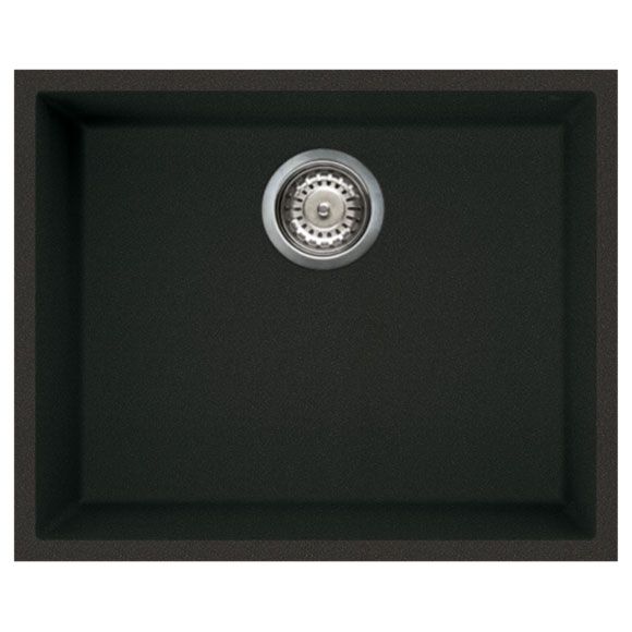 Reginox Elleci Granite 1 Bowl Kitchen Sink - Metaltek Black - QUADRA 105 B - TAP 'N' SHOWER