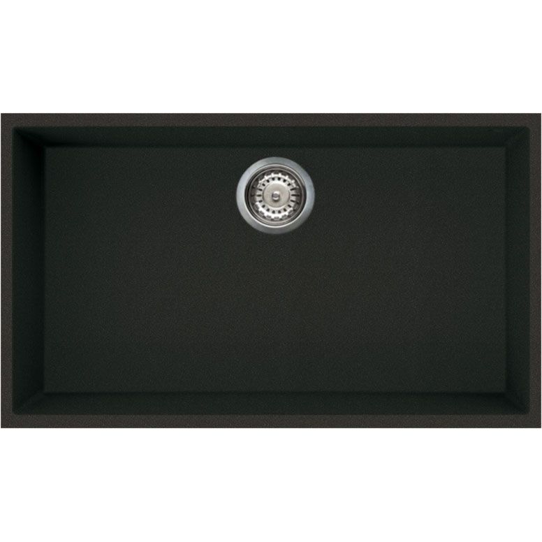 Reginox Elleci Granite 1 Bowl Kitchen Sink - Metaltek Black - QUADRA 130 B - TAP 'N' SHOWER