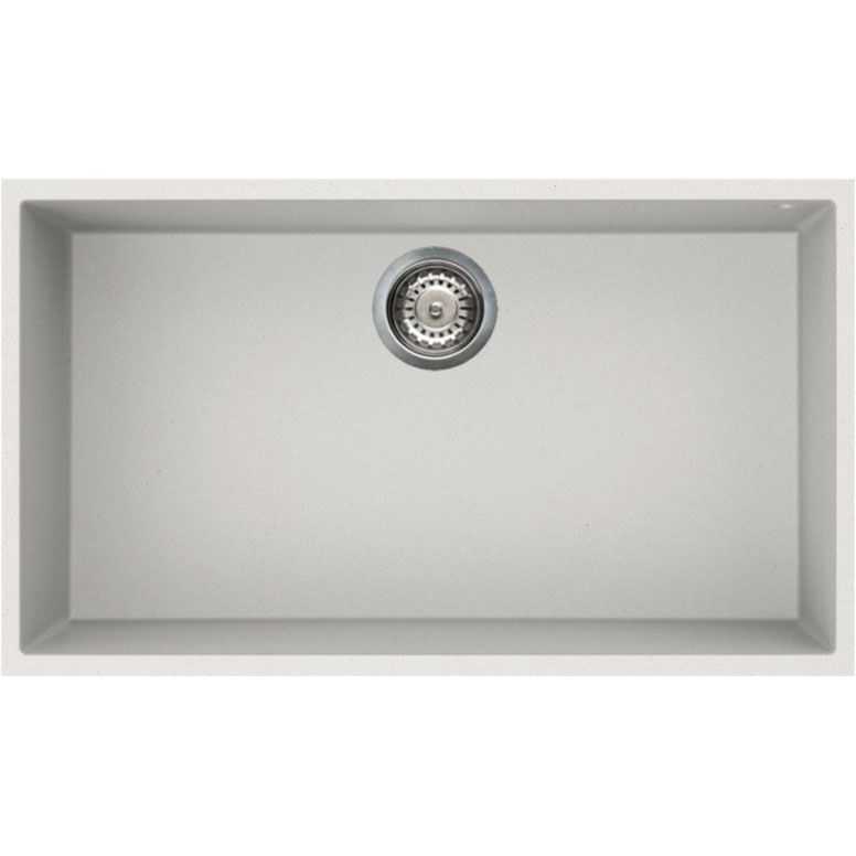 Reginox Quadra 130 Elleci Granite 1 Bowl Kitchen Sink - Granitek White - QUADRA 130 W - TAP 'N' SHOWER
