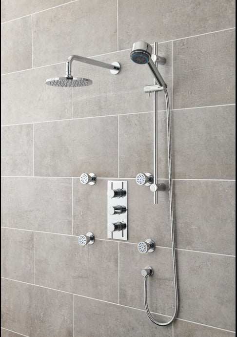 Nuie Quest Chrome Contemporary Triple Thermostatic Shower Valve With D