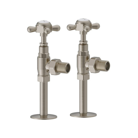 Burlington Angled Radiator Valves Pair - Brushed Nickel - R6 BNKL - TAP 'N' SHOWER