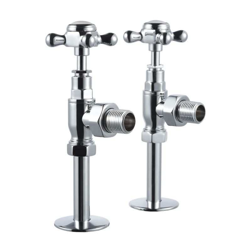 Burlington Chrome Angled Radiator Valves pair with durable chrome finish and angled design for enhanced temperature control and home style