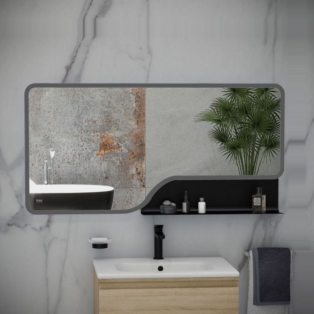 RAK Ornate LED Illuminated Mirror 600 x 1200mm - Matt Black - RAKORNMB5003 - TAP 'N' SHOWER