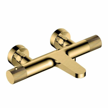 RAK - Amalfi Wall Mounted Exposed Thermostatic Bath Shower Mixer - Brushed Gold - RAKAMA3009G - TAP 'N' SHOWER