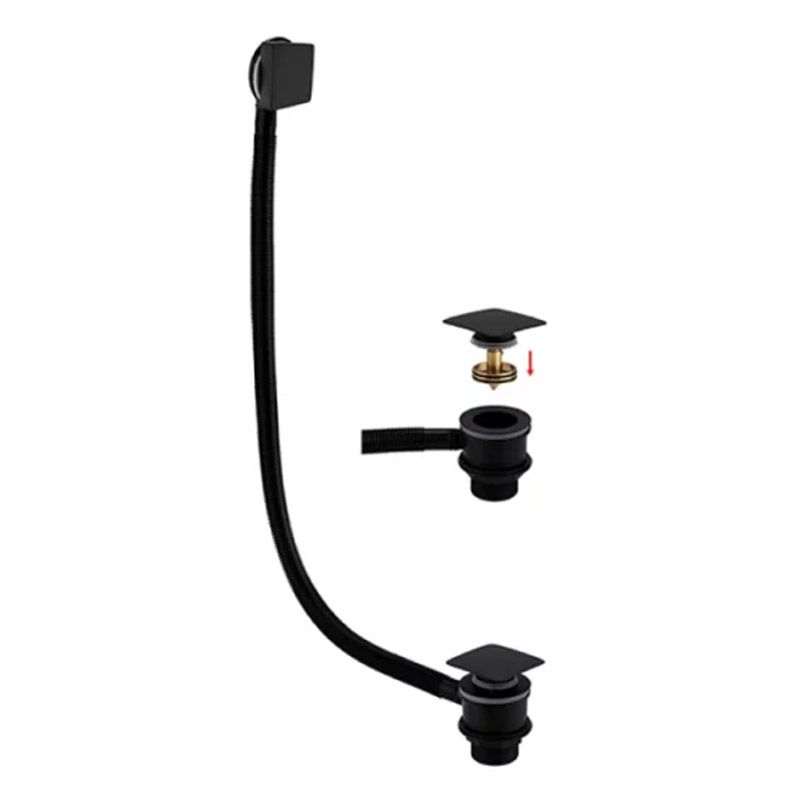 RAK Square Bath Clicker Waste and Overflow in black with sleek square design and easy installation