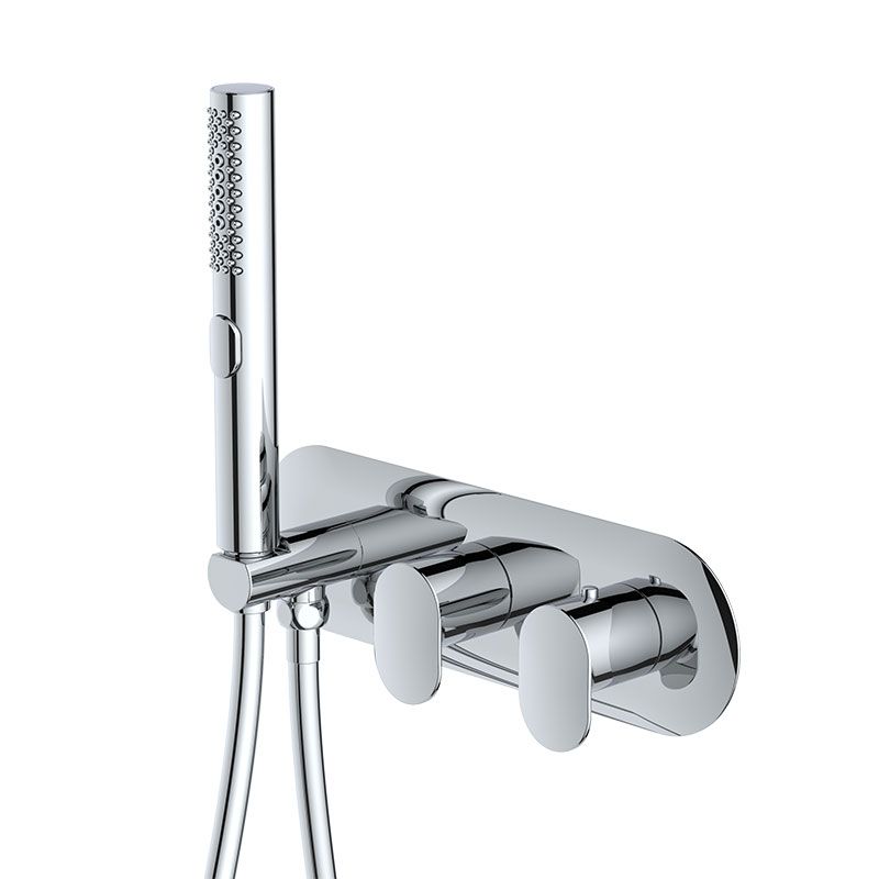 RAK Mercury Horizontal Dual Outlet Thermostatic Concealed Shower Valve With Handset - Chrome - RAKMER3305C - TAP 'N' SHOWER