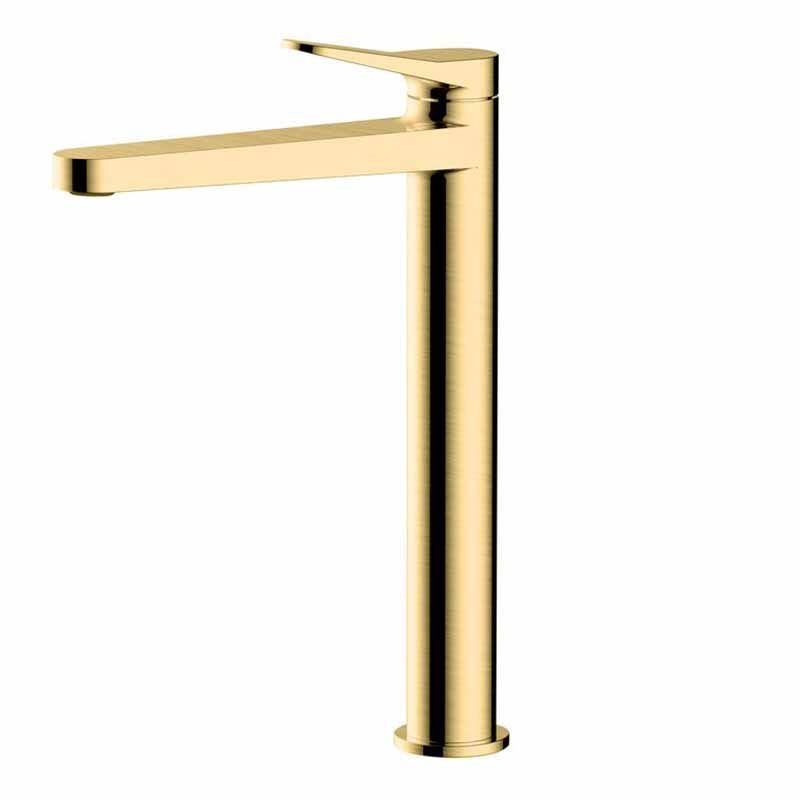 RAK Petit Round Tall Basin Mixer - Brushed Gold - RAKPER3003G - TAP 'N' SHOWER
