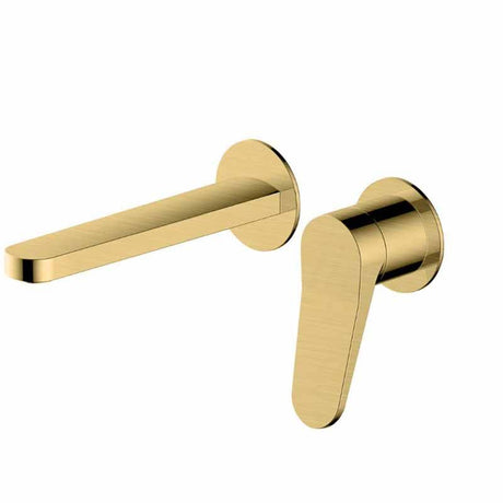 Rak Petit Round Wall Mounted Single Lever Basin Mixer - Brushed Gold - RAKPER3007G - TAP 'N' SHOWER
