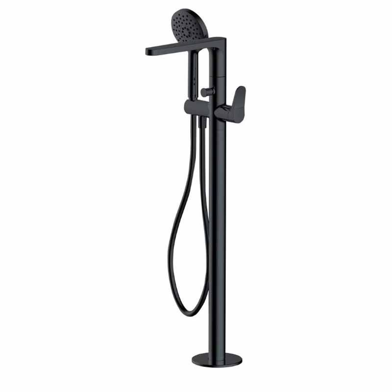 Rak Petit Round Floor Standing Bath Shower Mixer - Matt Black - RAKPER3014B - TAP 'N' SHOWER