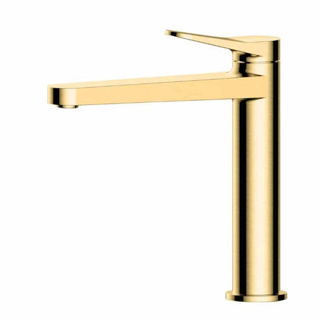 Rak Petit Round Mid Height Basin Mixer - Brushed Gold - RAKPER3016G - TAP 'N' SHOWER