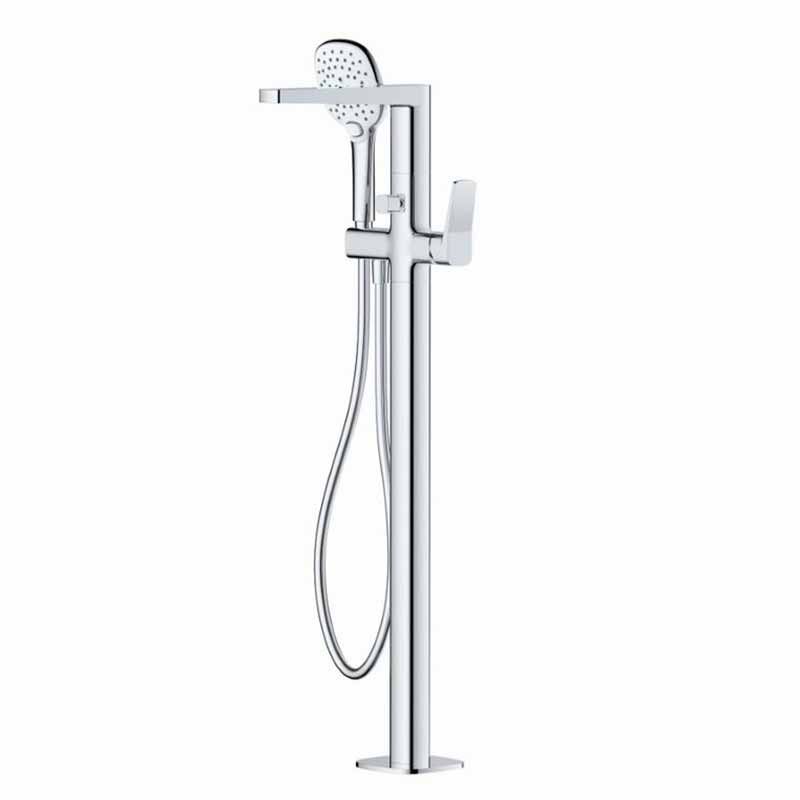 Rak Petit Square Floor Standing Bath Shower Mixer - Chrome - RAKPES3014C - TAP 'N' SHOWER