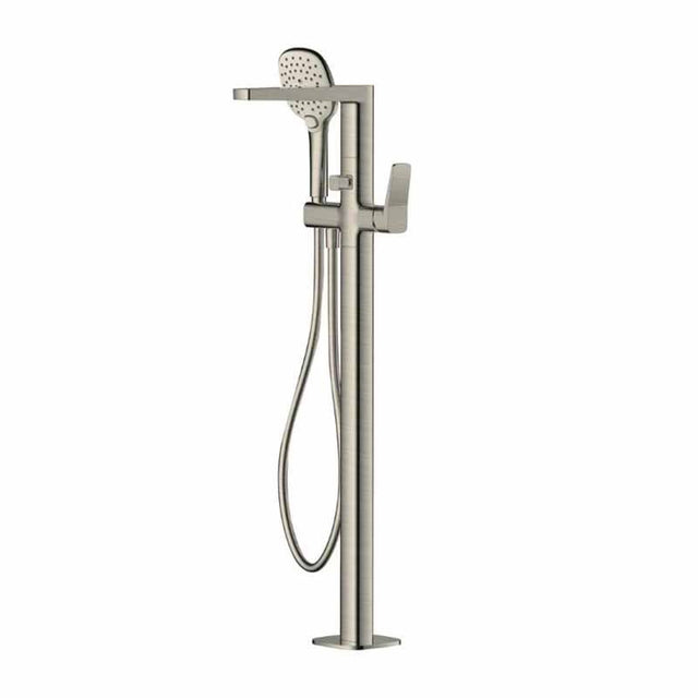 Rak Petit Square Floor Standing Bath Shower Mixer - Brushed Nickel - RAKPES3014N - TAP 'N' SHOWER