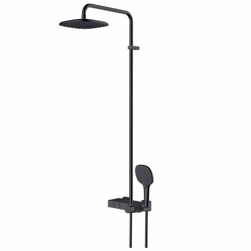 Rak Petit Square Shower Column - Matt Black - RAKPES6001B - TAP 'N' SHOWER