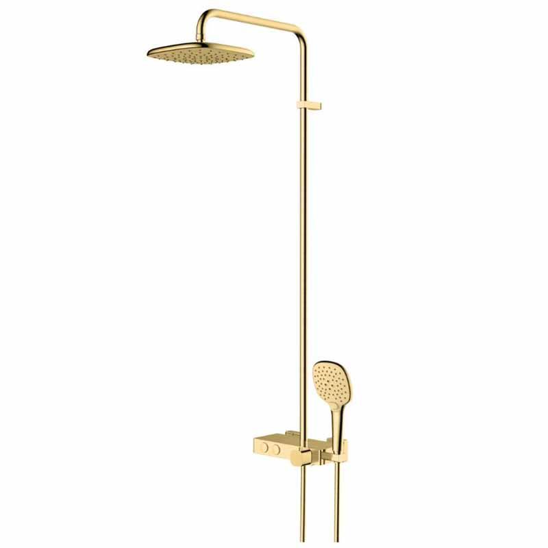 Rak Petit Square Shower Column - Brushed Gold - RAKPES6001G - TAP 'N' SHOWER