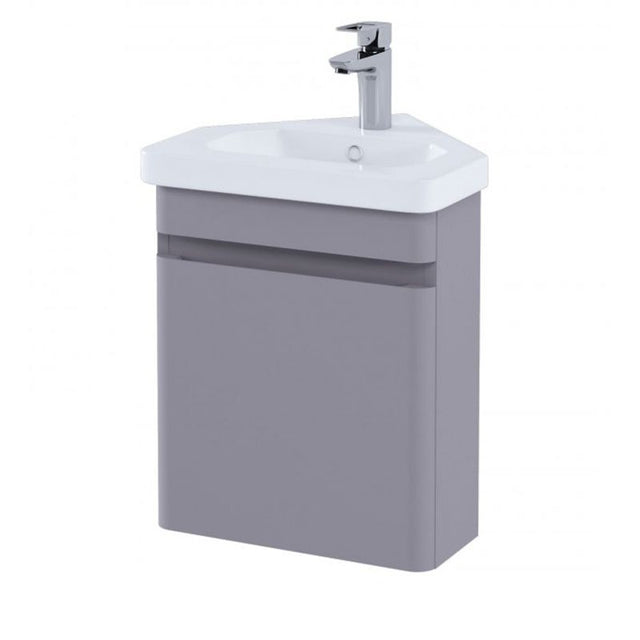 RAK Resort Wall Hung Corner Vanity Unit 450mm - Matt Mushroom - RAKRSTWBC45602 - TAP 'N' SHOWER
