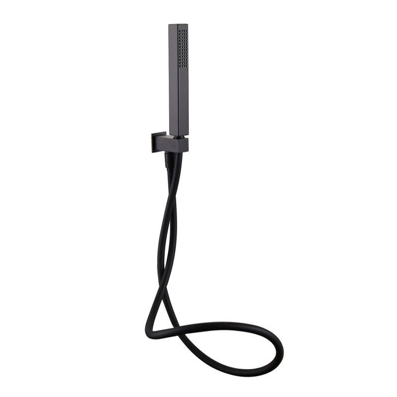 RAK Square Shower Handset With Hose and Bracket - Black - RAKSHW4003B - TAP 'N' SHOWER