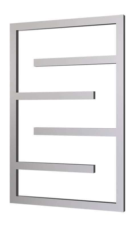 Radox Aztec 915mm H stainless steel designer heated towel rail in modern geometric design