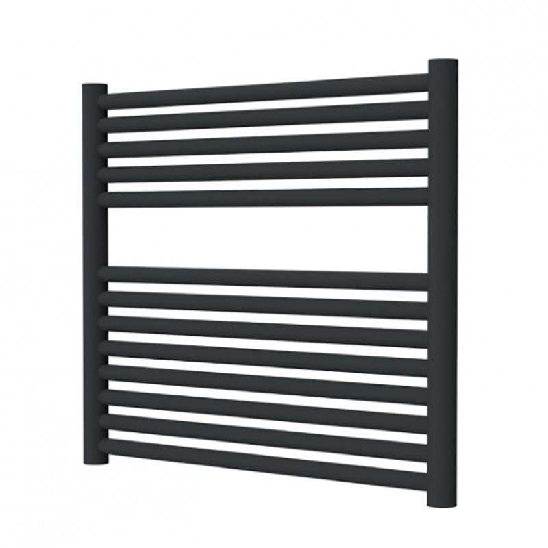 Radox Hercules Horizontal matte black designer heated towel rail 600mm height by 842mm width