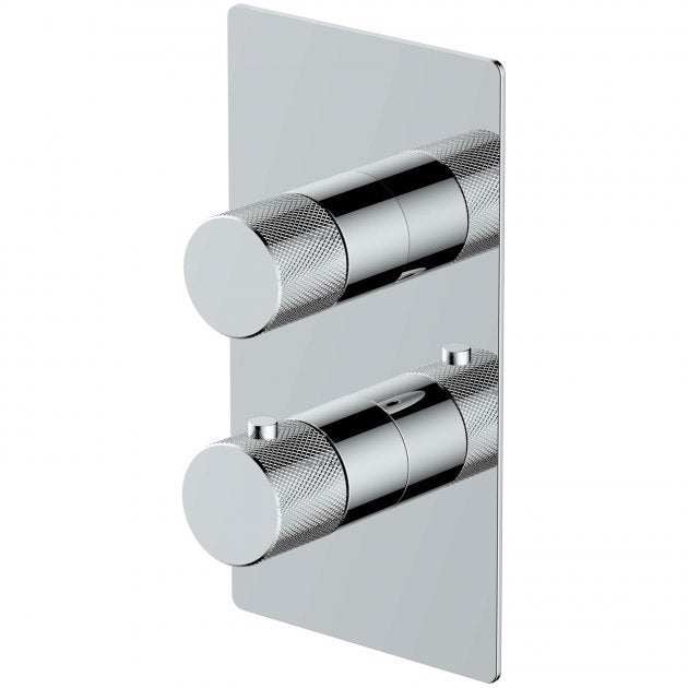 RAK Amalfi Dual Outlet concealed thermostatic shower valve in chrome with dual control knobs and sleek minimalist design