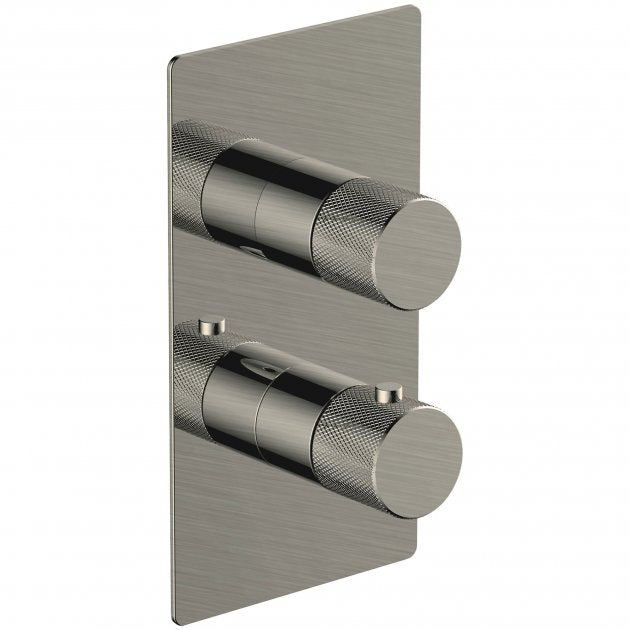 RAK Amalfi Dual Outlet 2 Handle Thermostatic Concealed Shower Valve - Brushed Nickel - RAKAMA3302N - TAP 'N' SHOWER