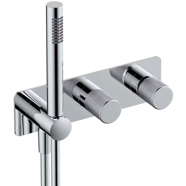 RAK AmalfiConcealed Dual Outlet thermostatic shower valve with handheld chrome finish
