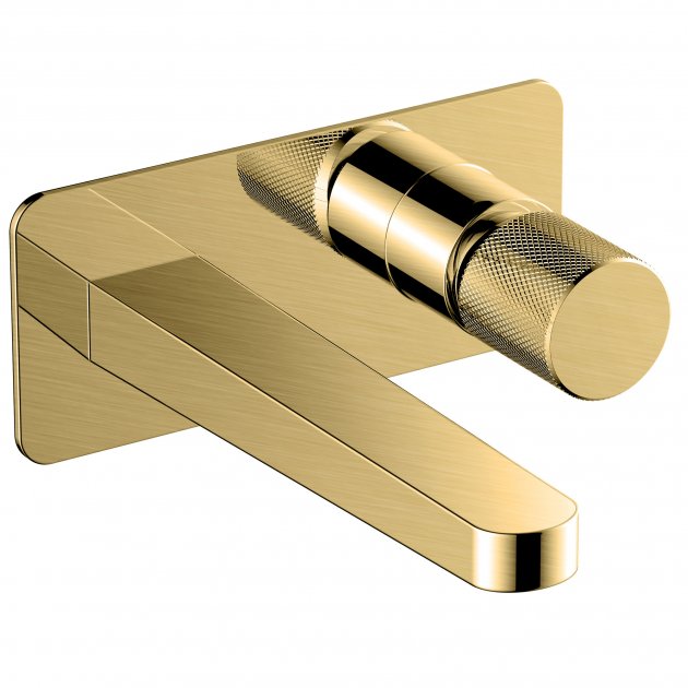 RAK Amalfi Wall Mounted Basin Mixer with Back Plate - Brushed Gold - RAKAMA3007G - TAP 'N' SHOWER