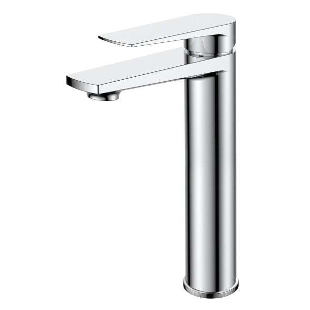 RAK Blade Modern Tall Mono Deck Mounted Basin Mixer Tap in chrome with sleek contemporary design and ceramic disc technology